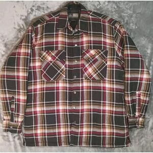 Canyon Guide Outfitters Flannel Jacket Mens Lined Quilted Plaid Shirt Size XL